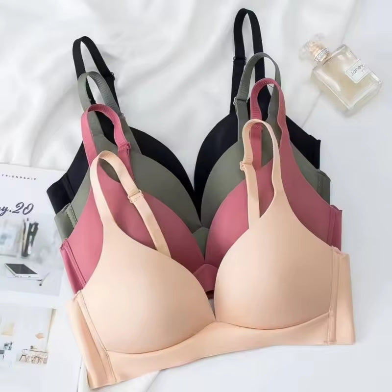 Rahat ve Şık Japon Tarzı Sütyen - Kablosuz, Parlak Kumaş, Dikişsiz Bralette