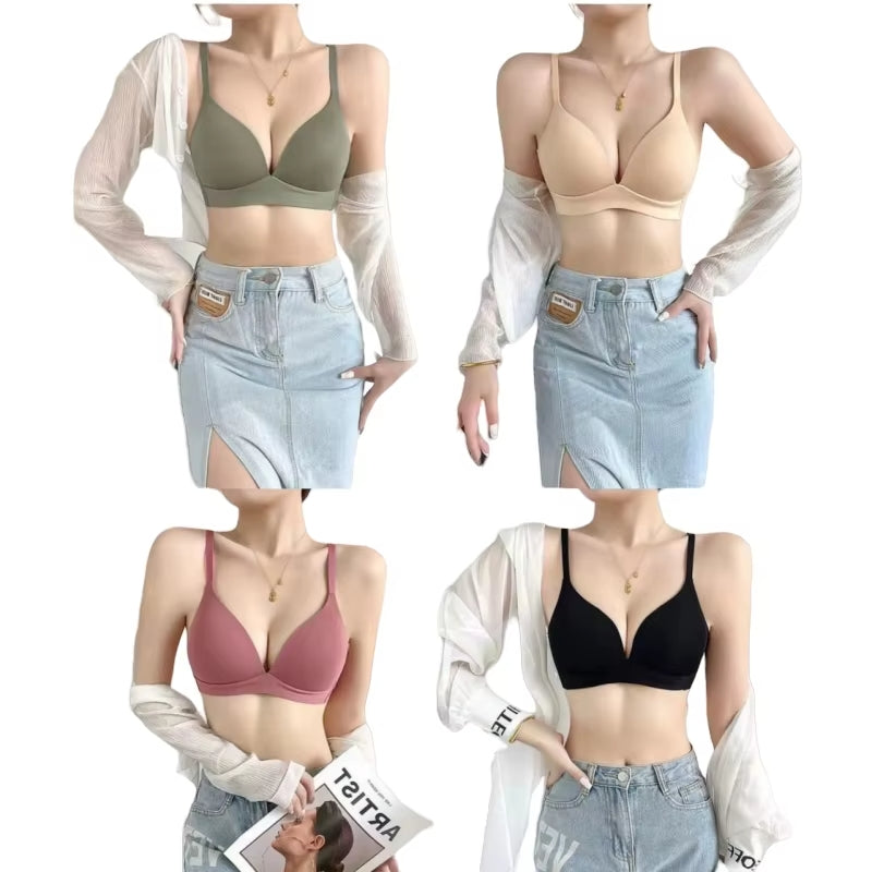 Rahat ve Şık Japon Tarzı Sütyen - Kablosuz, Parlak Kumaş, Dikişsiz Bralette